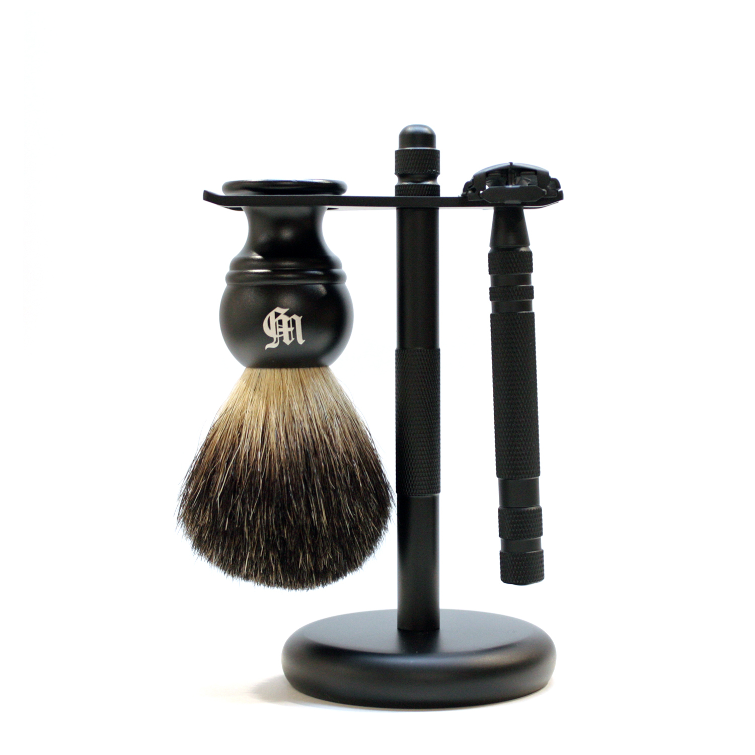 英國 Grand Manner 復古雙面安全手動刮鬍刀組（紳黑 / 旋開式 / 傳統老式雙刃刮鬍刀片 / 禮盒）