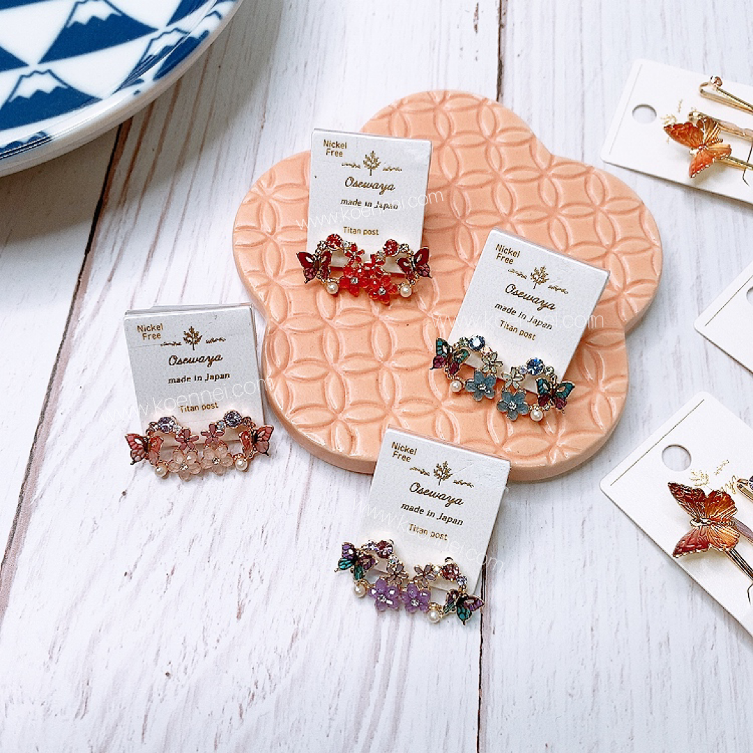 [日本制] 蝴蝶&花兒耳環 (防敏感)