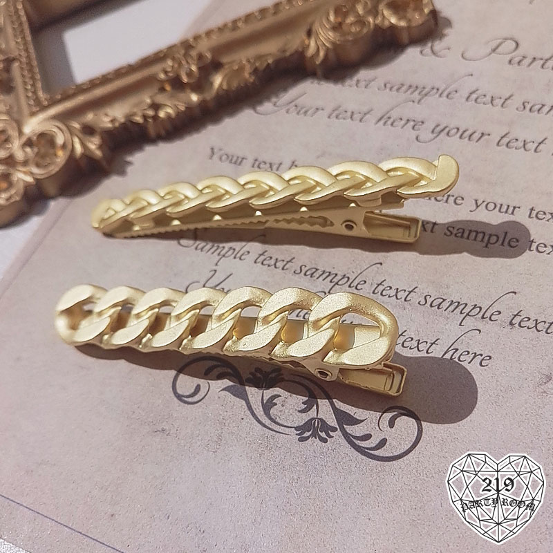 磨砂金色細鏈條鴨嘴夾