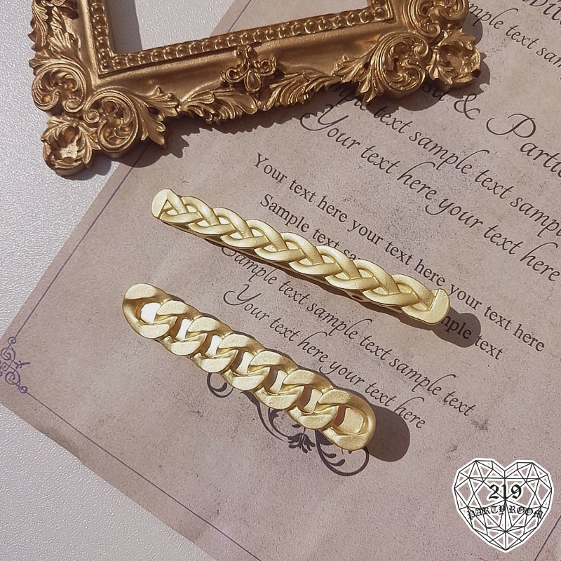 磨砂金色細鏈條鴨嘴夾