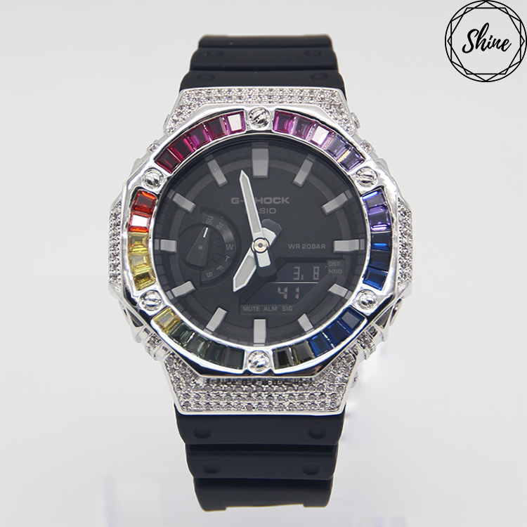 銀色 改裝手錶 GA-2100-1A - 彩虹