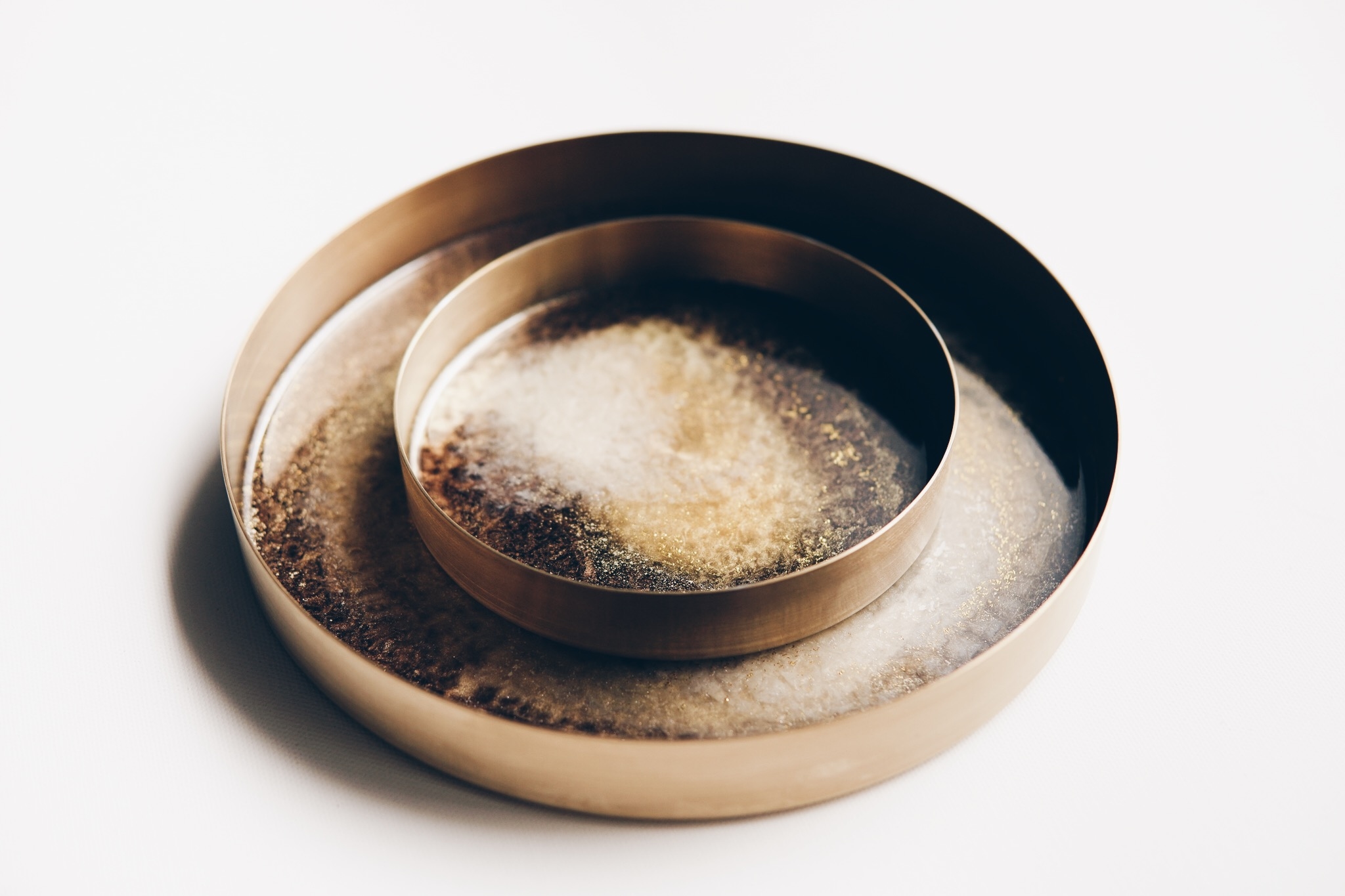 淬鍊 金圓黃銅托盤三件組