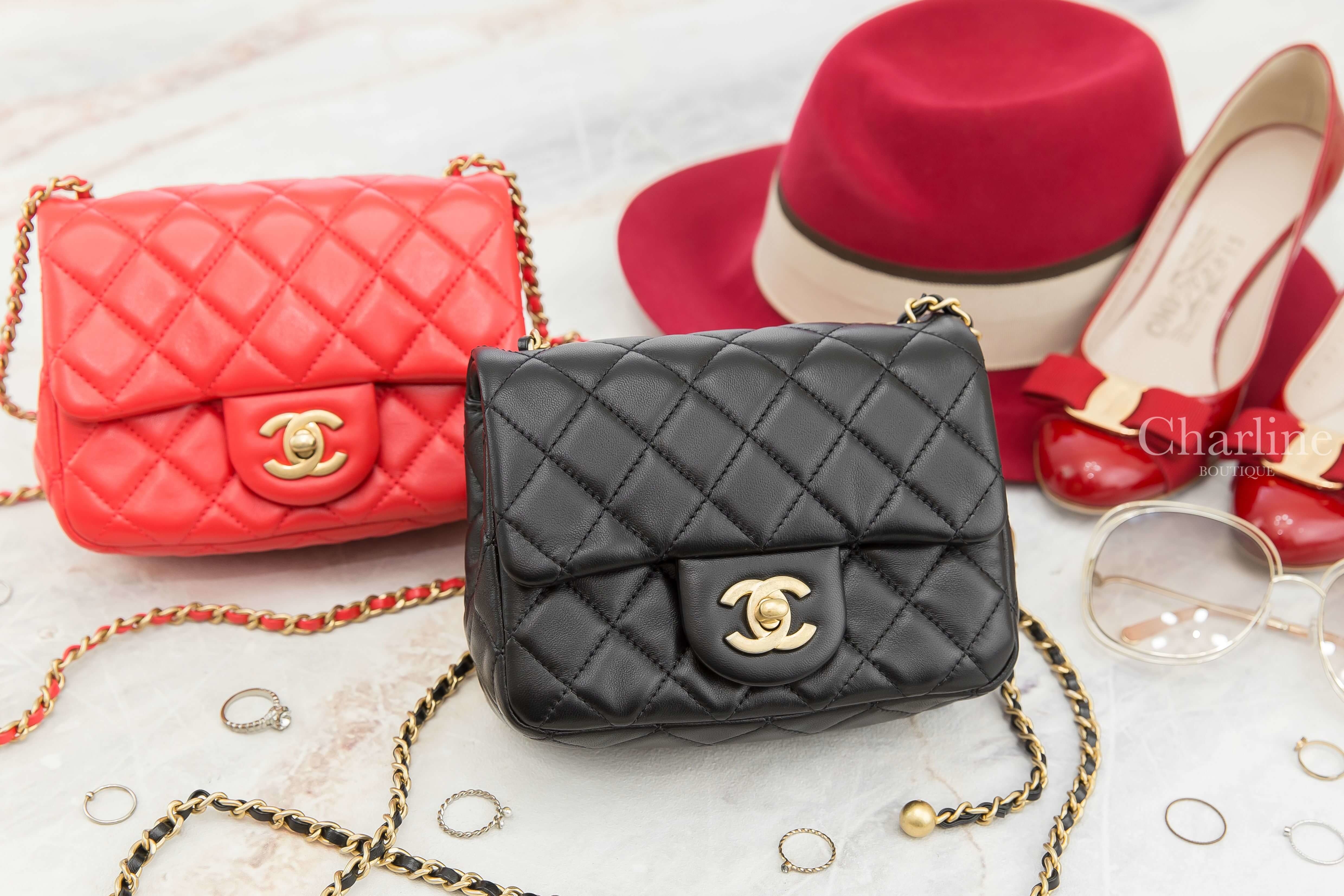 Chanel Flap Bag 黑色金CC金色小珠鍊帶小羊皮菱格紋肩背包,Chanel Flap Bag 紅色金CC金色小珠鍊帶小羊皮菱格紋肩背包-Charline Boutique 精品代購