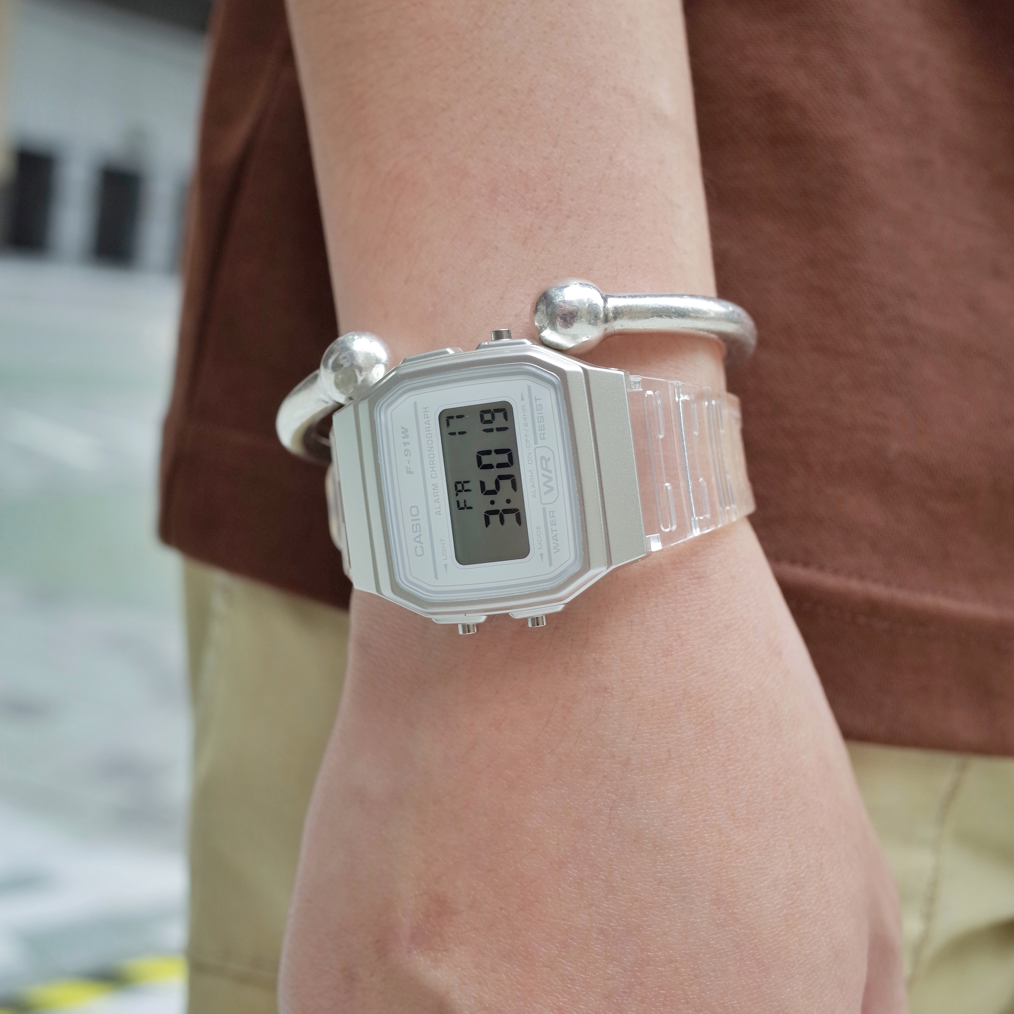 Casio F-91WS-7 中裝 果凍 透明 方形復古跳字錶