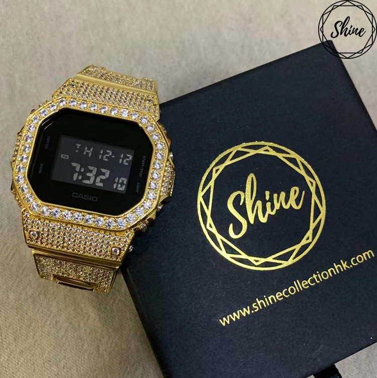 DW-5600BB-1 金色基礎閃石殼錶帶套裝