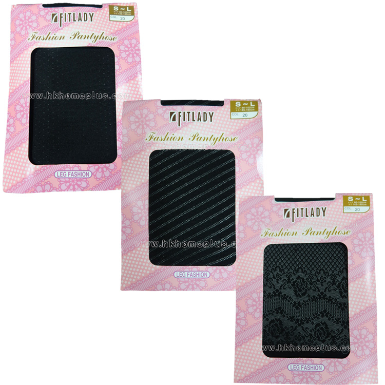 3對裝 FITLADY: 織花黑色襪褲