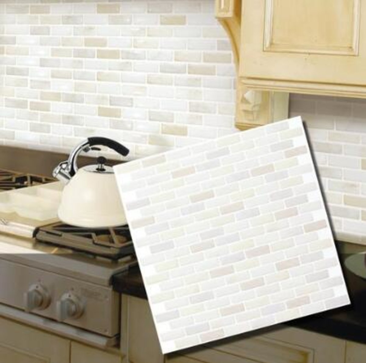 【BEAUSTILE】（大尺寸）3D 浴室及廚房多功能牆紙貼（白磚）