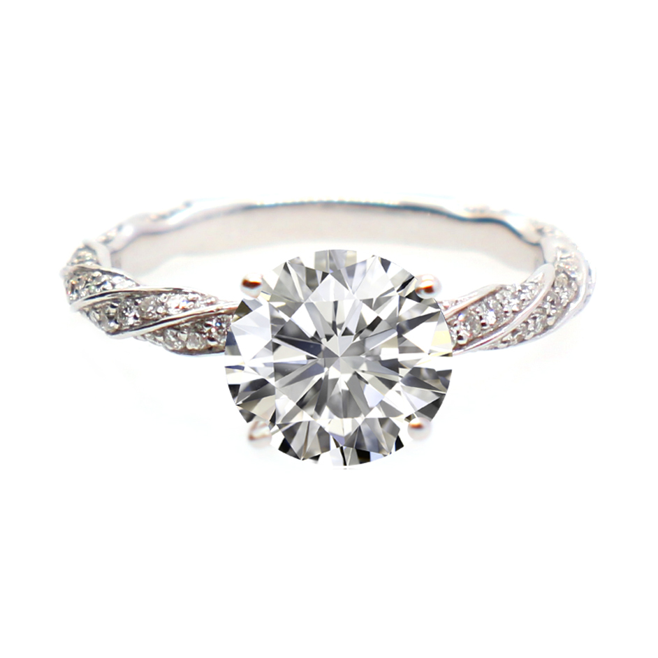 18K白金天然鑽石戒指托 (M25RYGE7006)