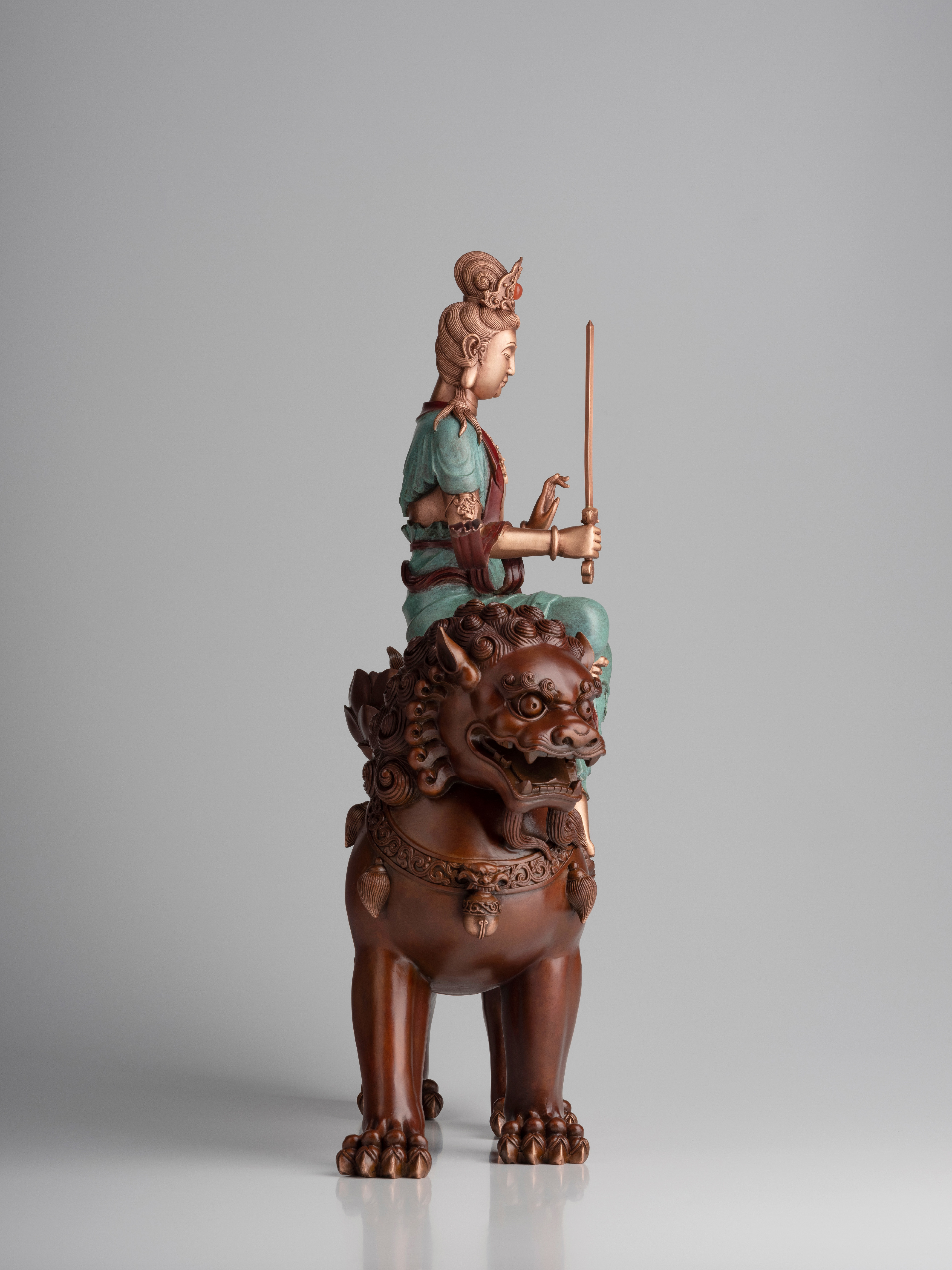 時代物 文殊菩薩 青銅 古銅 ブロンズ 文殊菩薩青銅版｜銅作工藝品