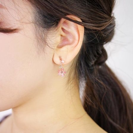 [日本制] 櫻花x天然石耳環