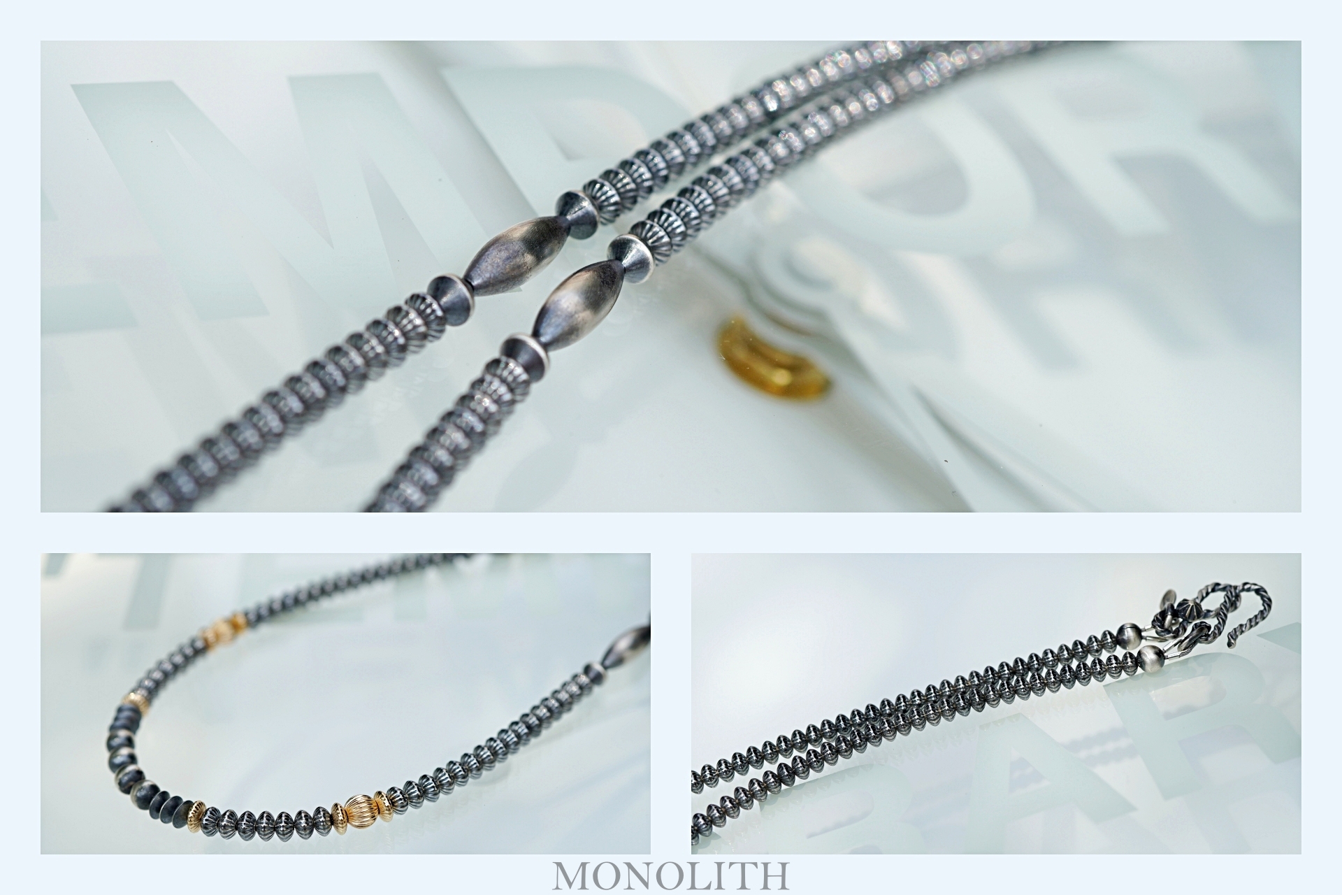 14K鎏金珠舊化 【 銀珠項鍊 】