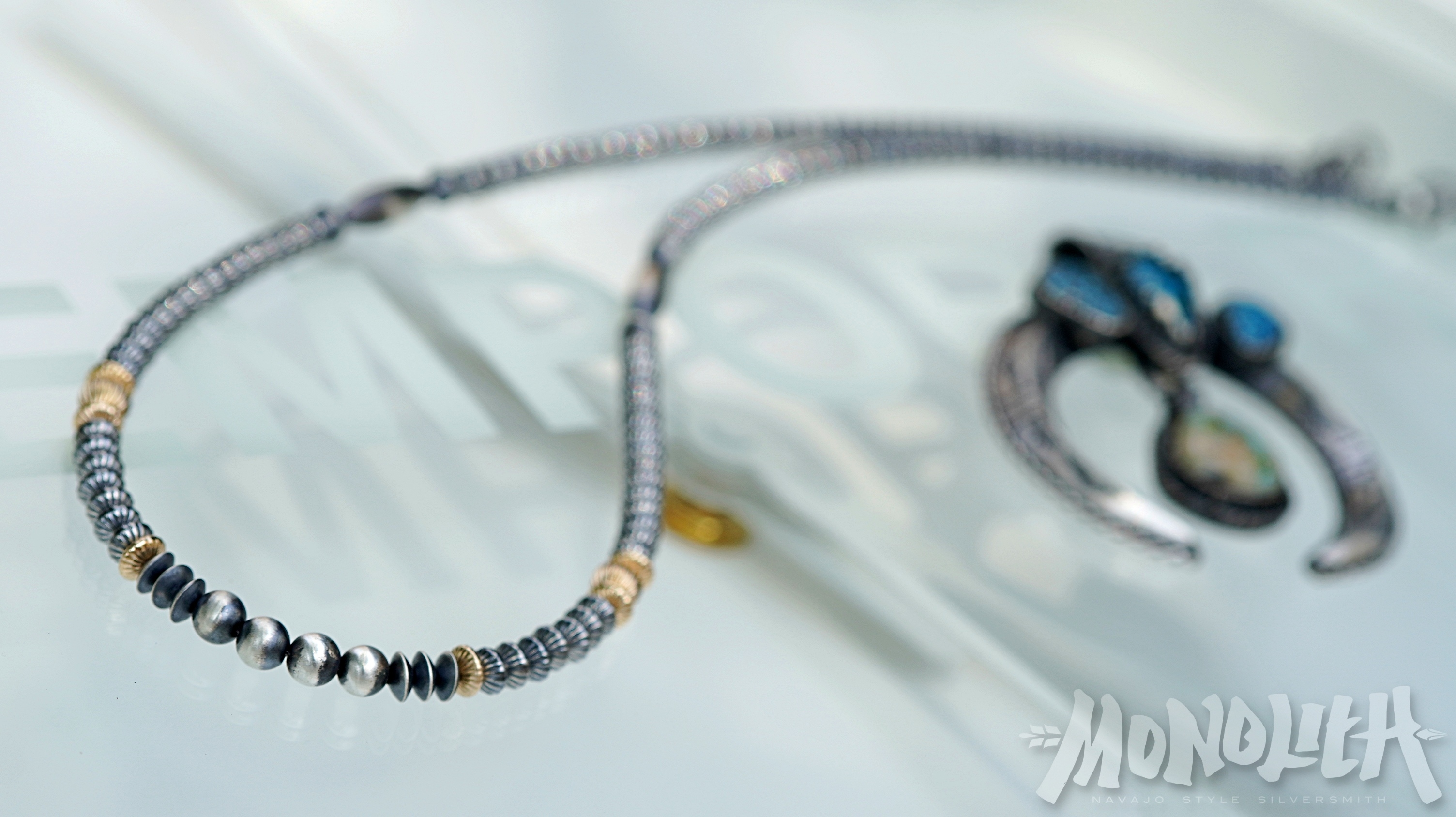 14K鎏金珠舊化 【 銀珠項鍊 】