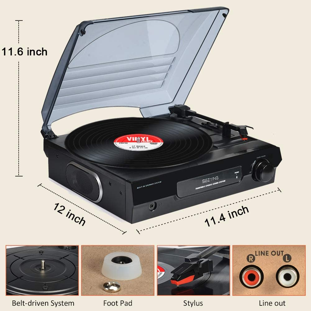 原裝進口 SeeYing Bluetooth 高解析音質立體聲黑膠唱盤
