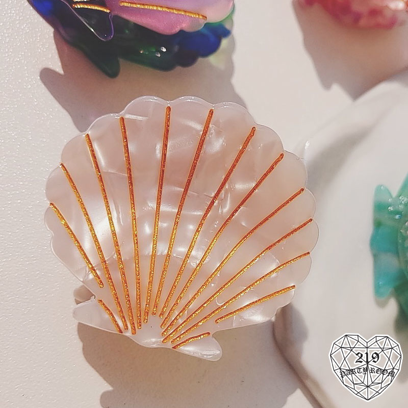 美人魚貝殼壓克力醋酸小鯊魚夾