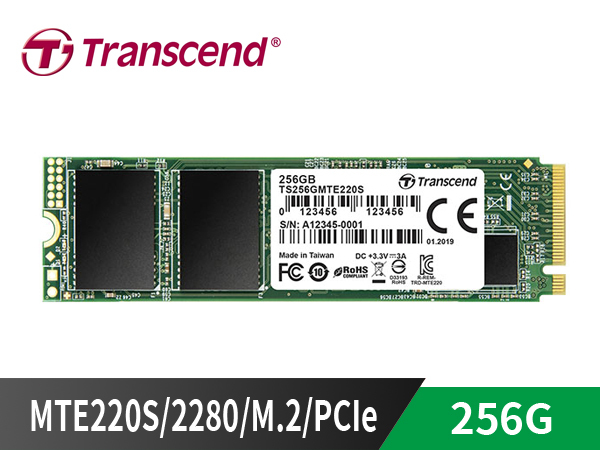 創見 MTE220S / 2280 - 256G【讀3300MB/s 寫1100MB/s】M.2/PCIe