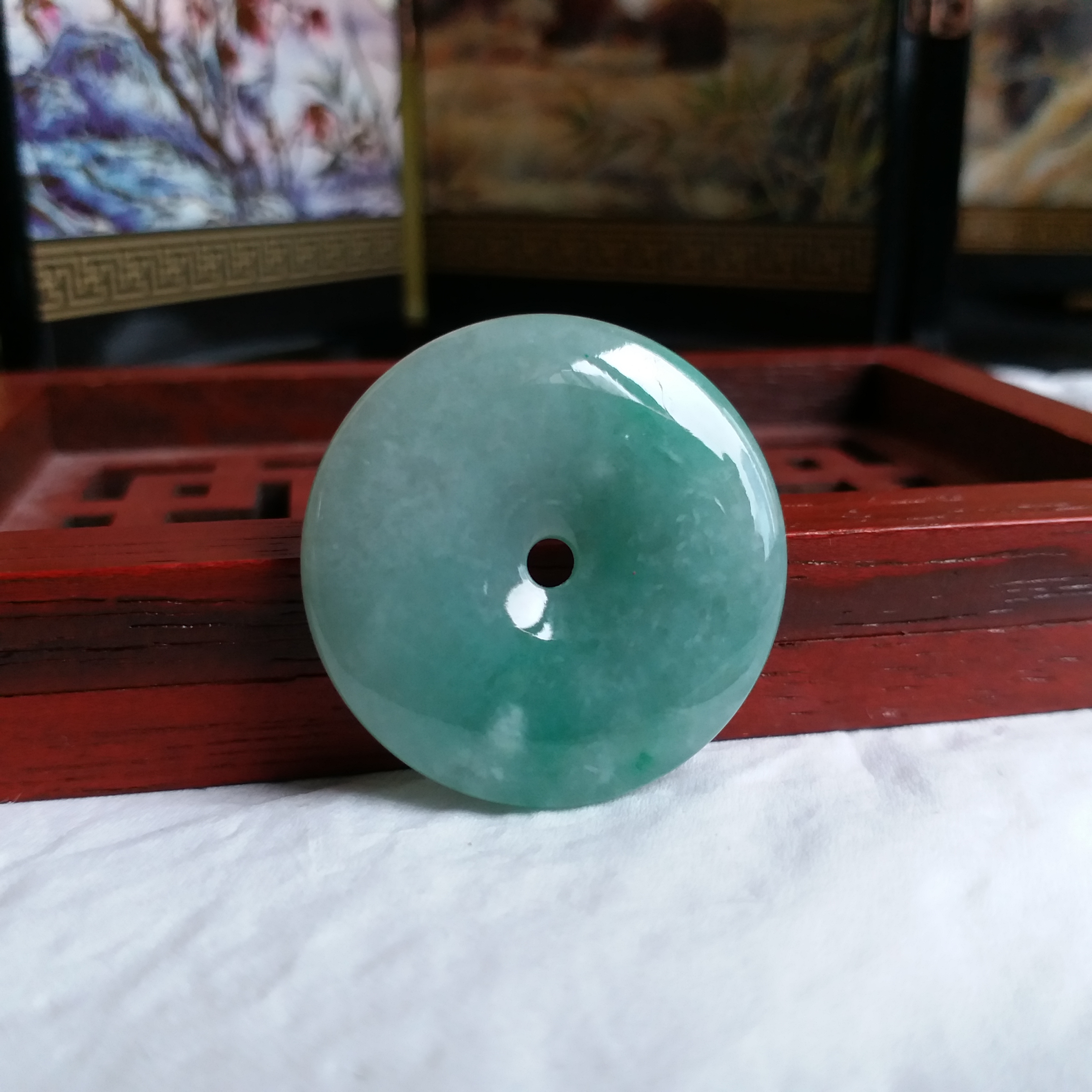 J1337 冰糯滿綠平安扣 (29.7mm直徑)