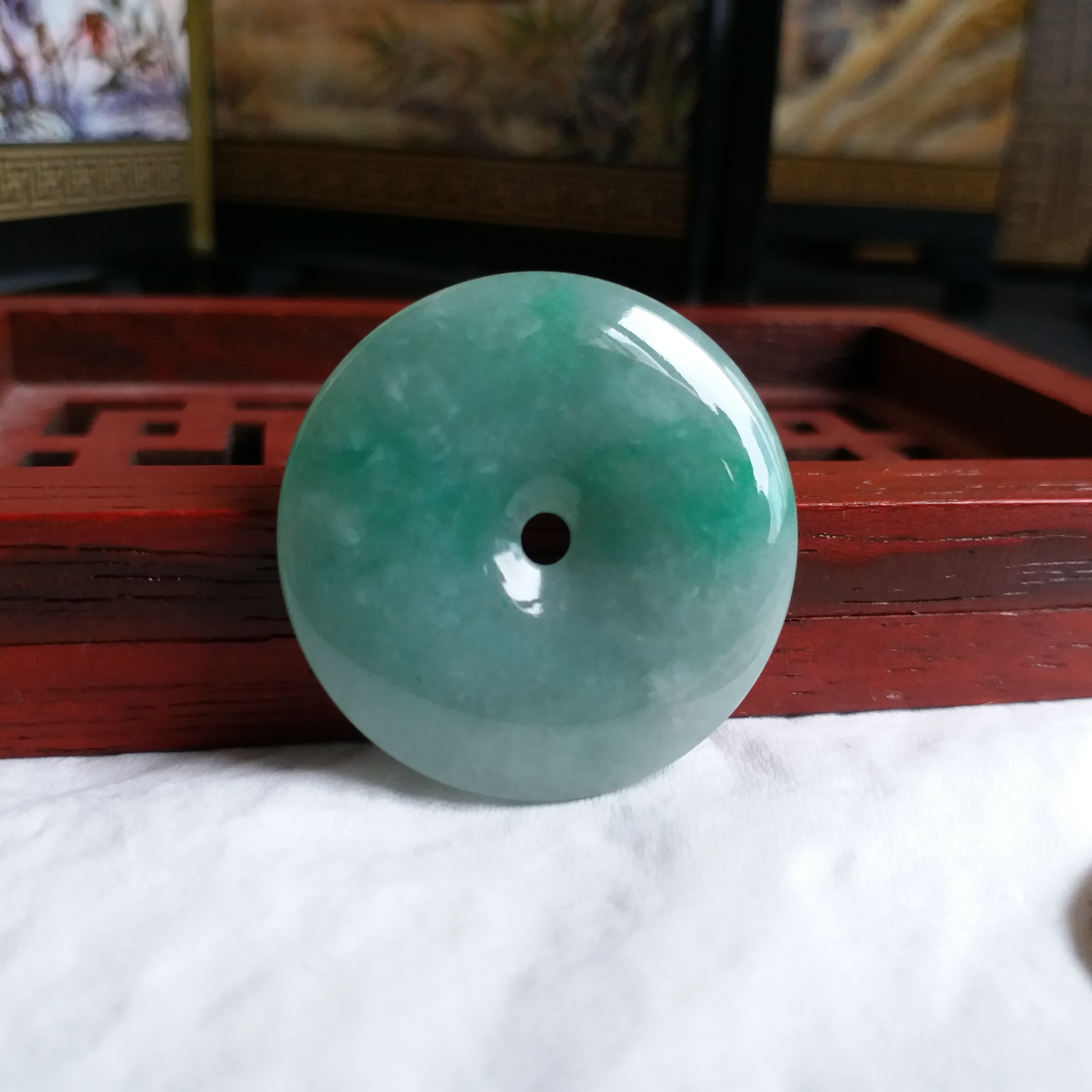 冰糯滿綠平安扣 (29.7mm直徑), 天然翡翠A玉, 緬甸玉, Jade, Jadeite
