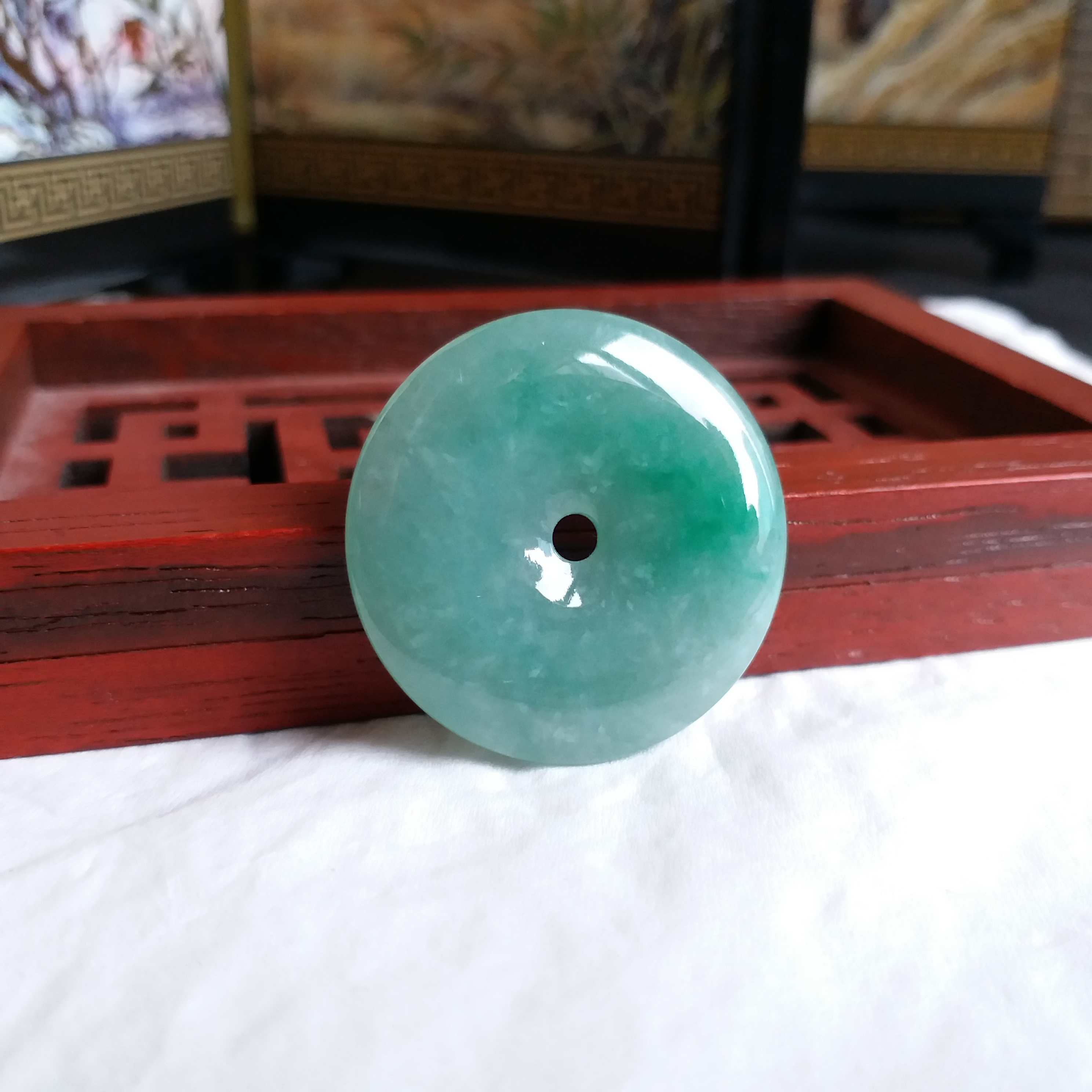 冰糯滿綠平安扣 (30mm直徑), 天然翡翠A玉, 緬甸玉, Jade, Jadeite