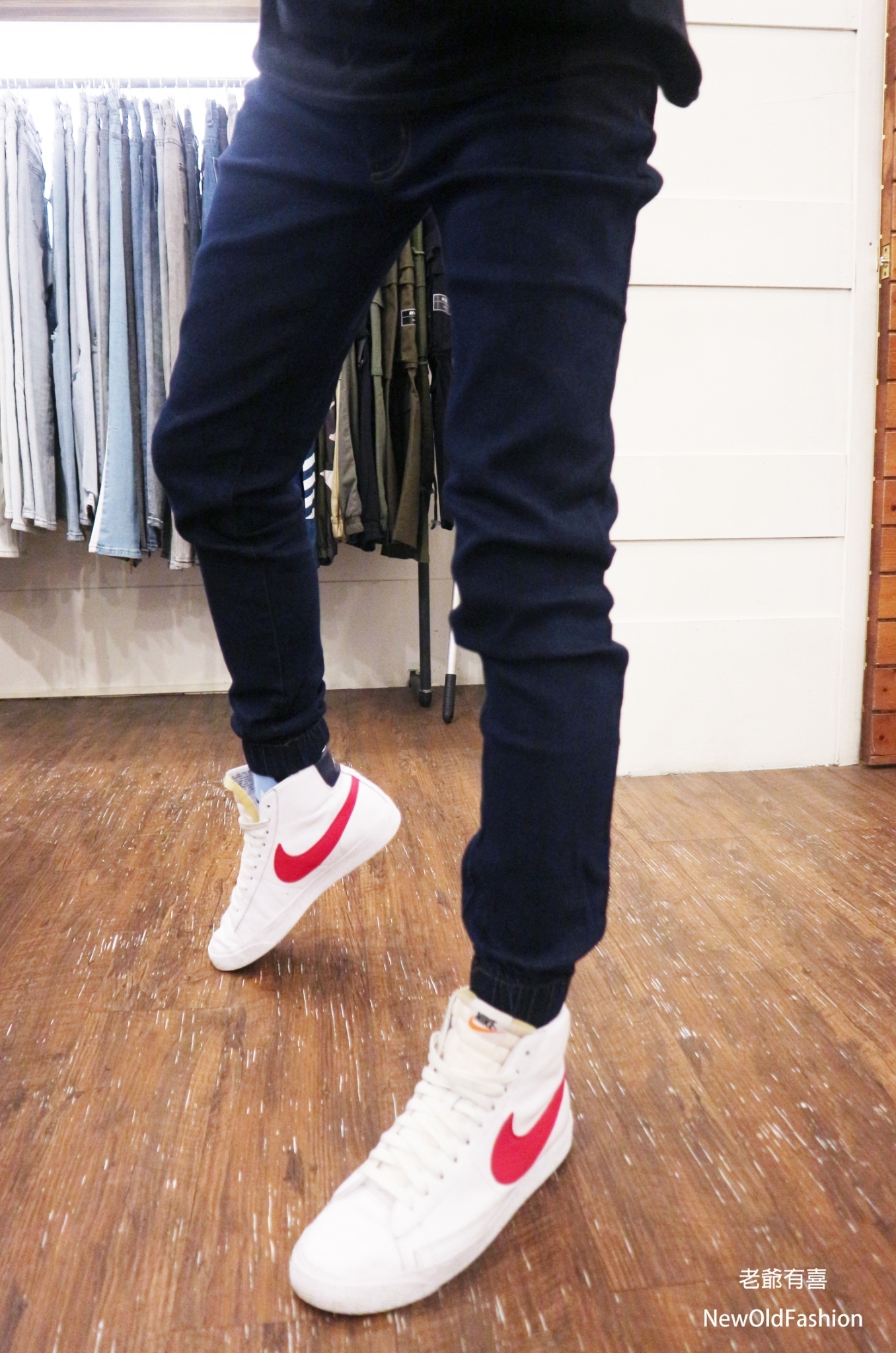 『熱銷到貨』重磅原色單寧牛仔彈性縮口褲-丹寧藍