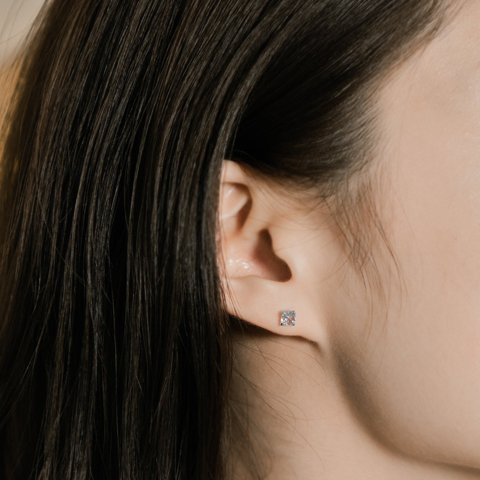 四爪正方托帕石轉珠耳環