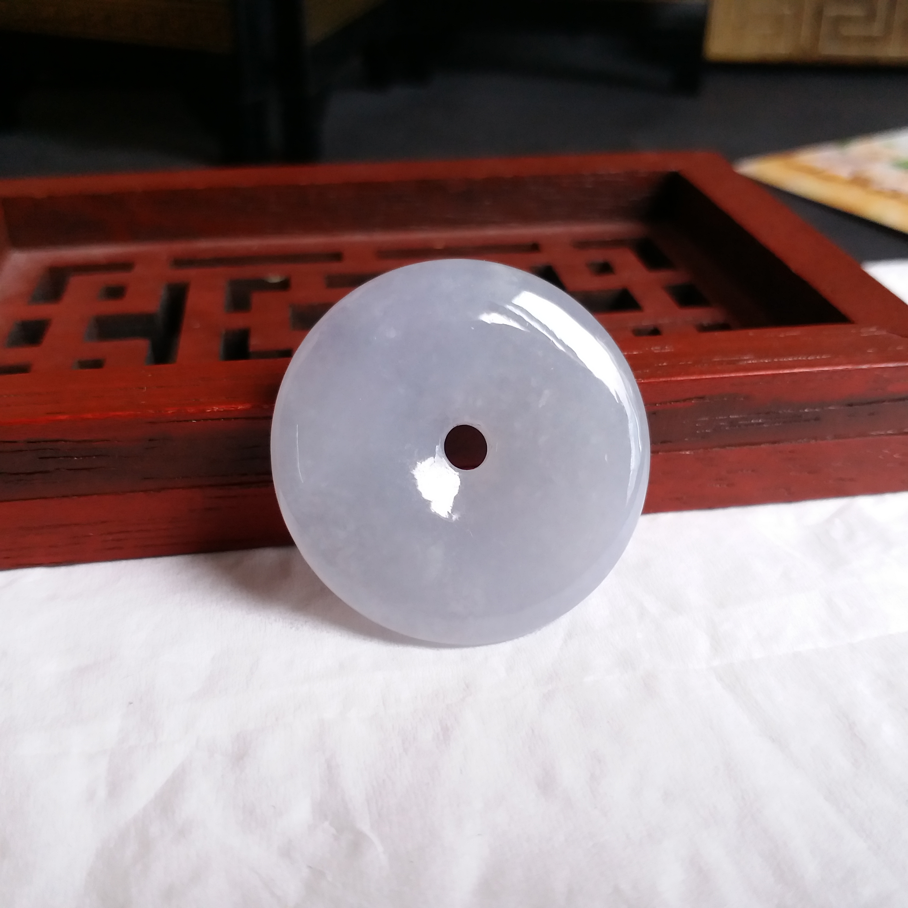 冰淡紫平安扣 (31.7mm直徑), 天然翡翠A玉, 緬甸玉, Jade, Jadeite