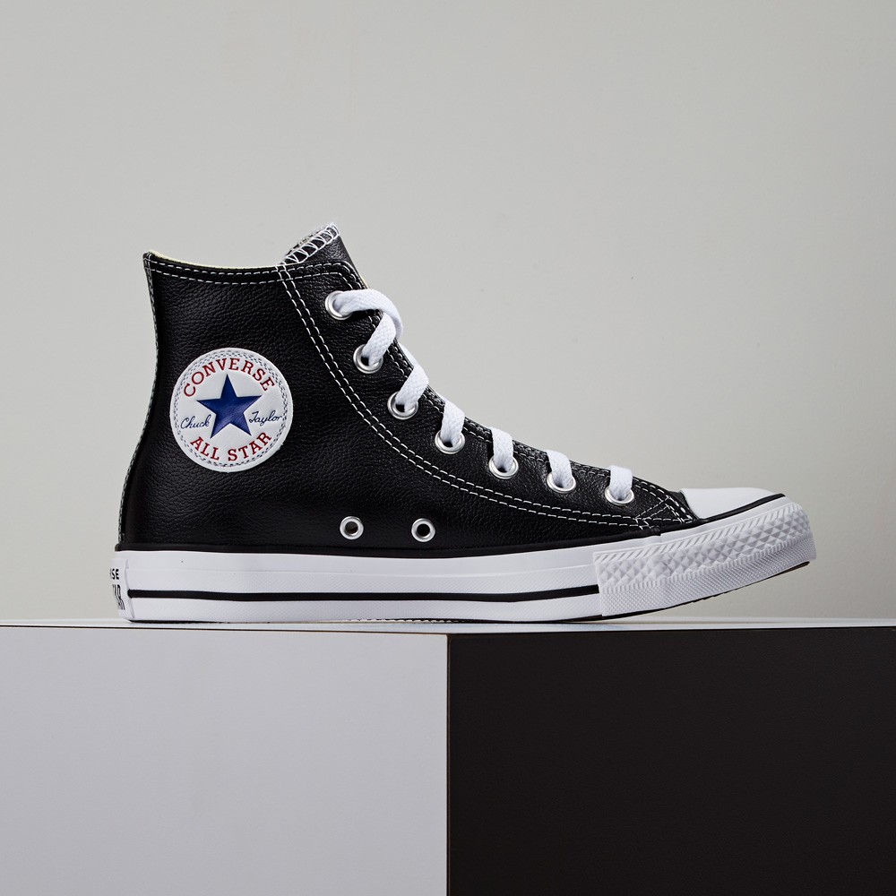 Converse Chuck Taylor All Star 黑色 皮革 高筒 基本款 休閒鞋 132170C