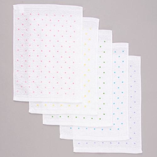 印花圓點白色毛巾(藍色) (日本製)