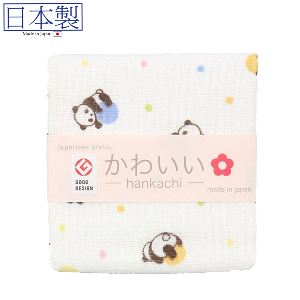日式紗巾 30x30 (熊貓) (日本製)