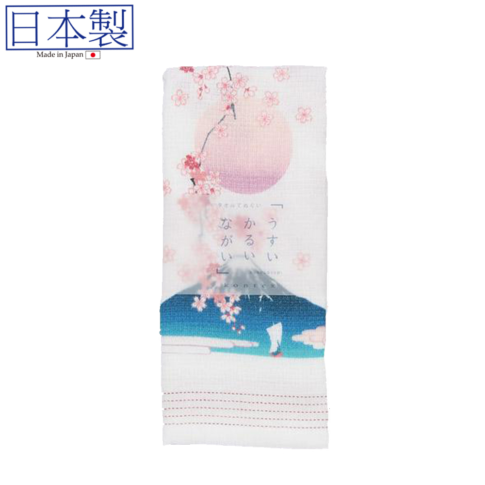 日式紗巾 33x100 (富士山櫻花) (日本製)