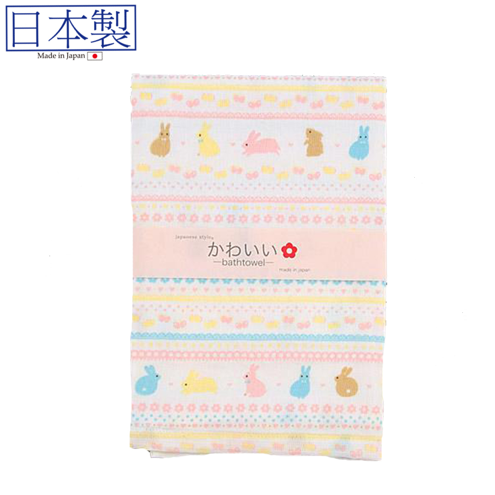 日式大紗巾 55x115 (粉紅兔) (日本製)