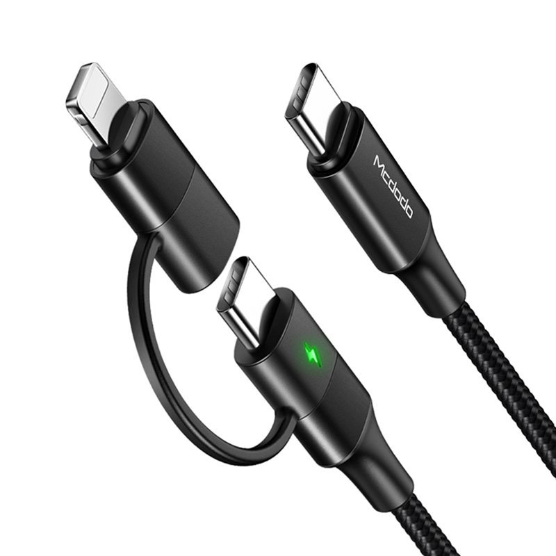 【Mcdodo麥多多】二合一 PD/Lightning/Type-C/iPhone充電線快充線傳輸線閃充線 雙子系列