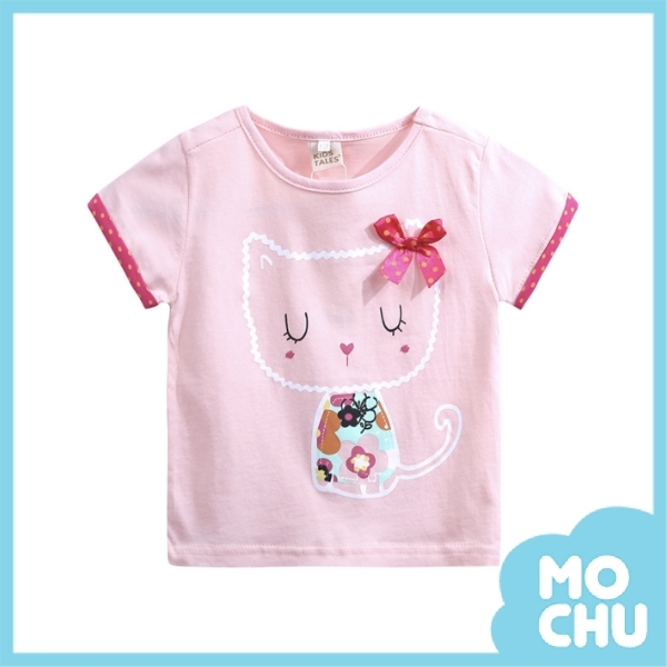 閉眼貓咪短袖上衣