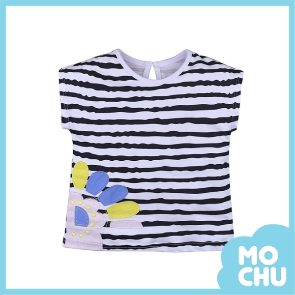 條紋花瓣短袖上衣