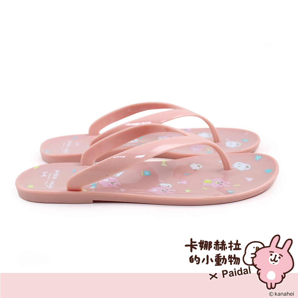 Paidal x 卡娜赫拉的小動物 多采多姿小物果香鞋防水夾腳拖鞋-珊瑚粉