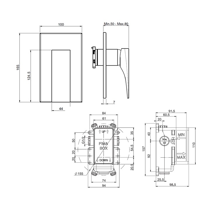 Fima Carlo Frattini "Zeta" F3969X1CR + F3000 Concealed Shower Mixer
