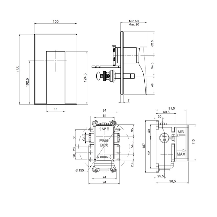 Fima Carlo Frattini "Zeta" F3969X2CR + F3000 Concealed Bath & Shower Mixer w/ Diverter