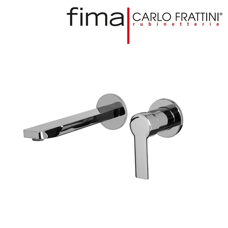 Fima Carlo Frattini "Mast" F3141LX8CR + F3520CR Wall Mounted Basin Mixer w/ click clack pop-up waste (204mm)