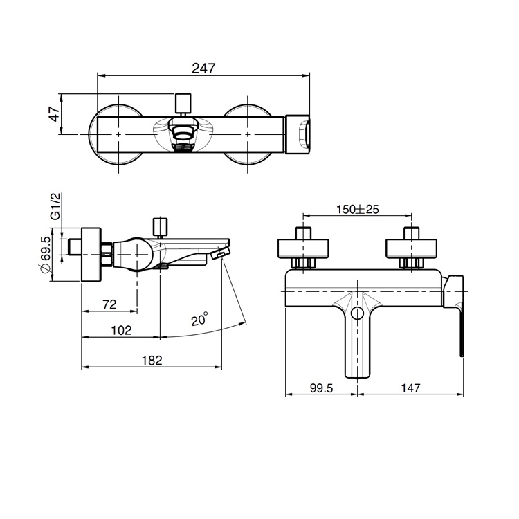 Fima Carlo Frattini "Mast" F3134/1CR Bath Mixer