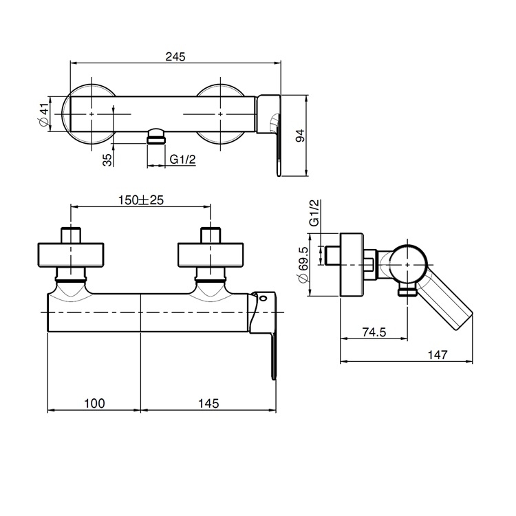 Fima Carlo Frattini "Mast" F3135/1CR Shower Mixer