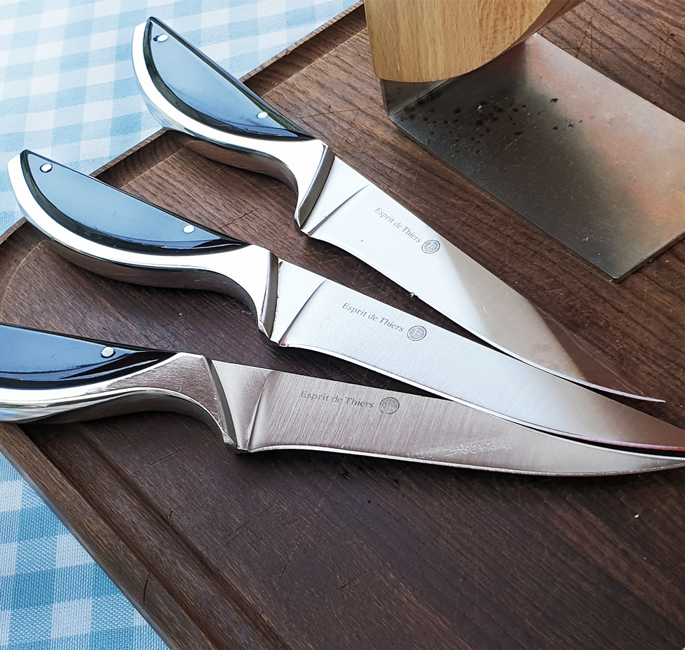 Haute Cuisine full tang French traditional kitchen knives by Master cutler Claude Dozorme of France