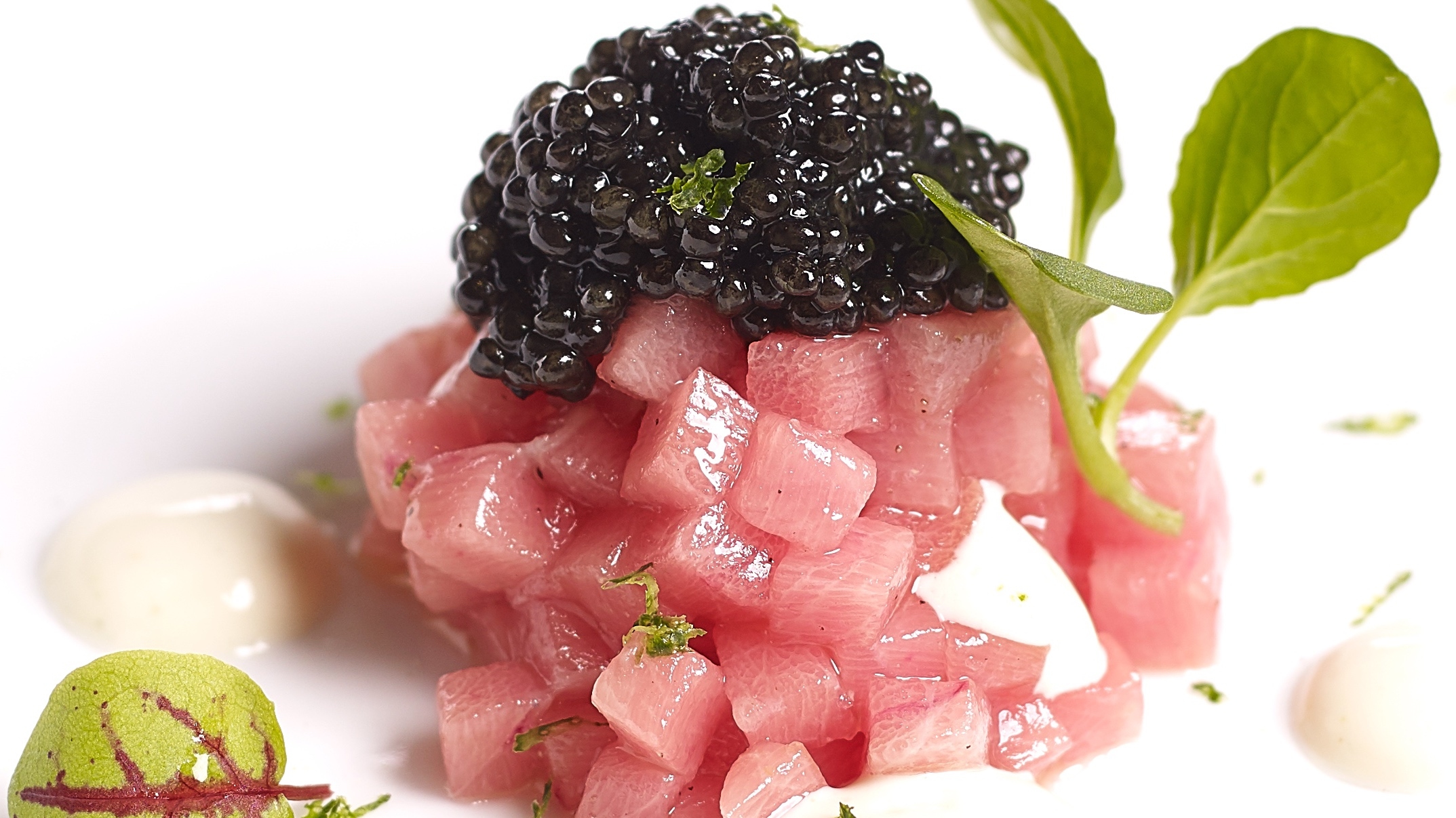 Marinated Tuna Tartare with Citrus and Tofu Emulsion, Royal Oscietra Caviar