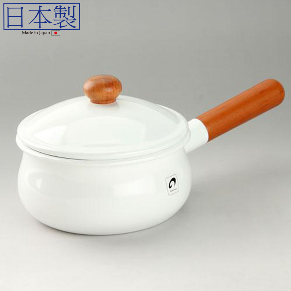 野田琺瑯Pochka 白色有柄搪瓷煲(15cm) (日本製)