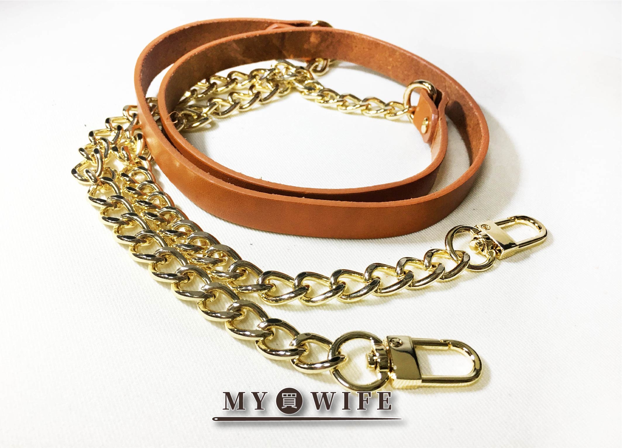 真皮本革金屬鍊揹帶_4皮色3配件色【LP-BD057】