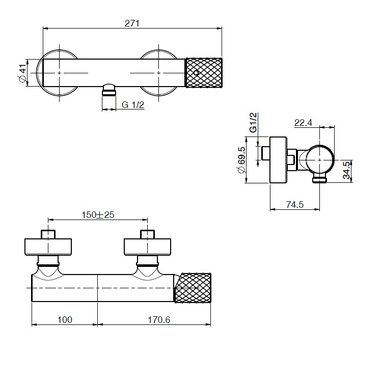 Fima Carlo Frattini "Spillo Tech" F3035/1XCR Shower Mixer
