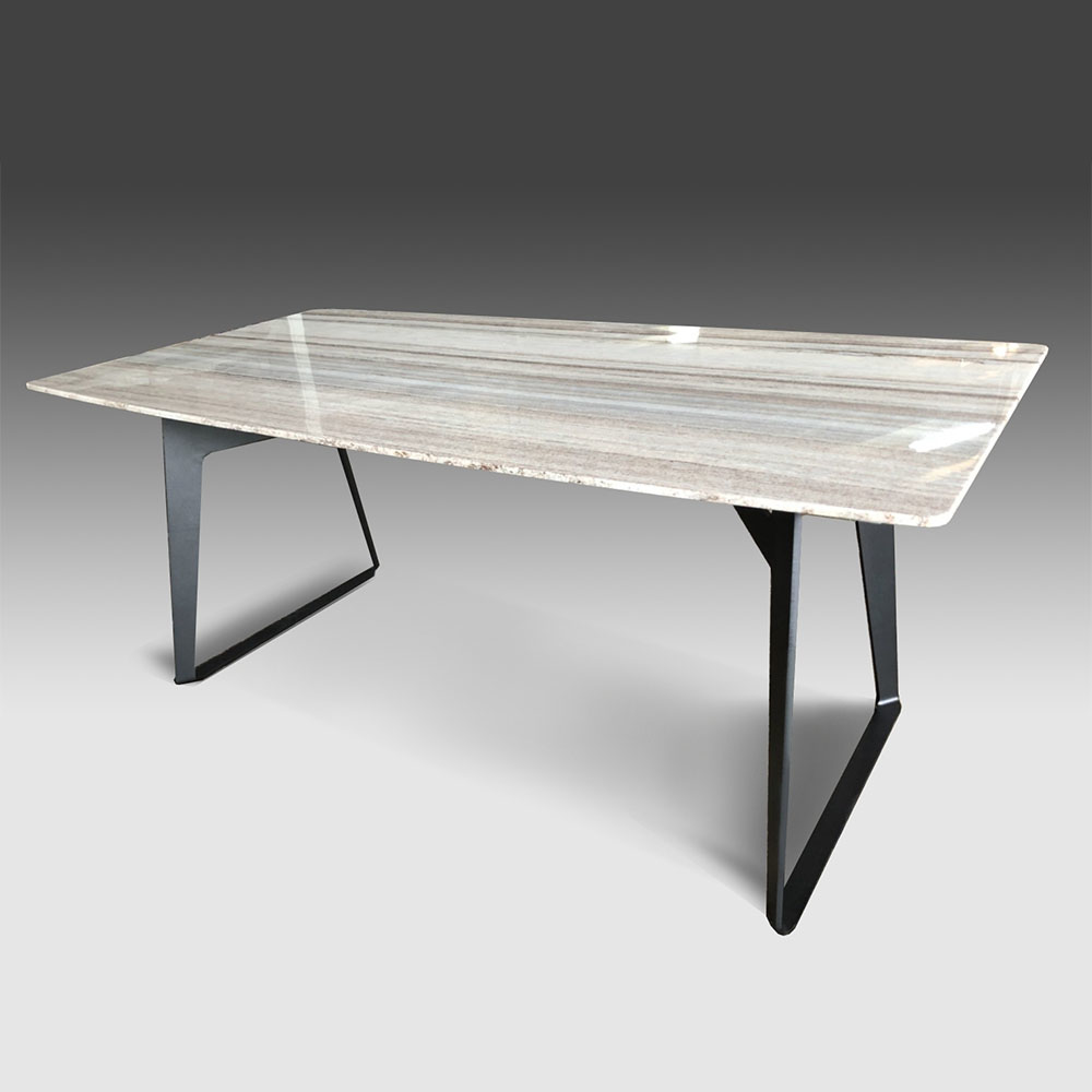 水晶木紋外八黑砂天然石西餐桌