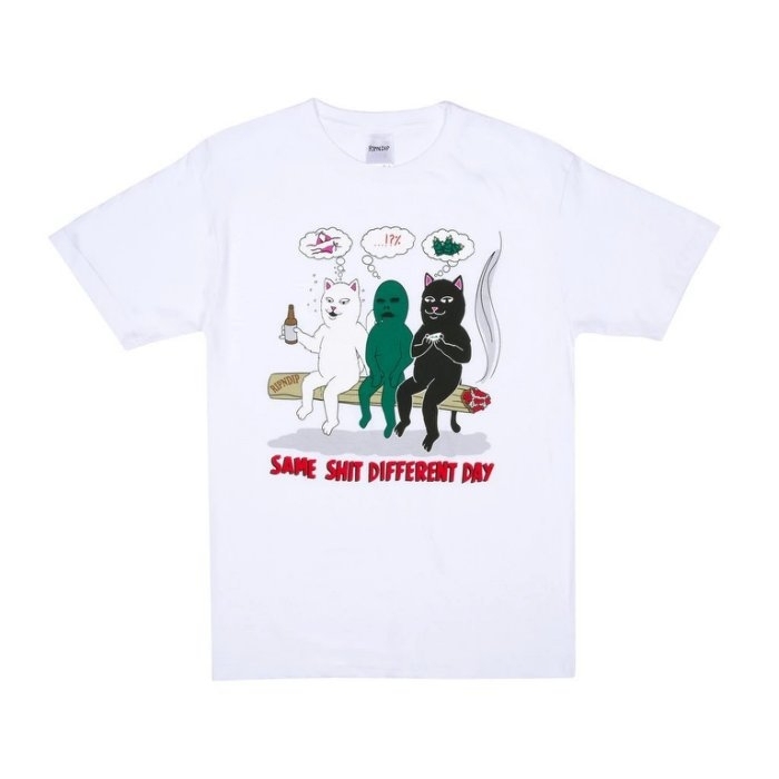 [現貨] RIPNDIP 男女 SAME DREAMS TEE 中指貓 外星人 短T 白 卡其