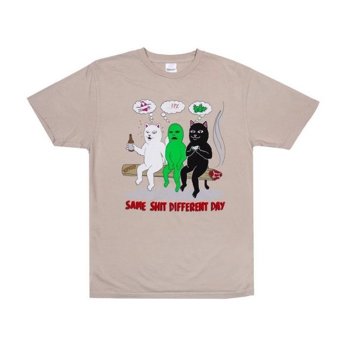 [現貨] RIPNDIP 男女 SAME DREAMS TEE 中指貓 外星人 短T 白 卡其