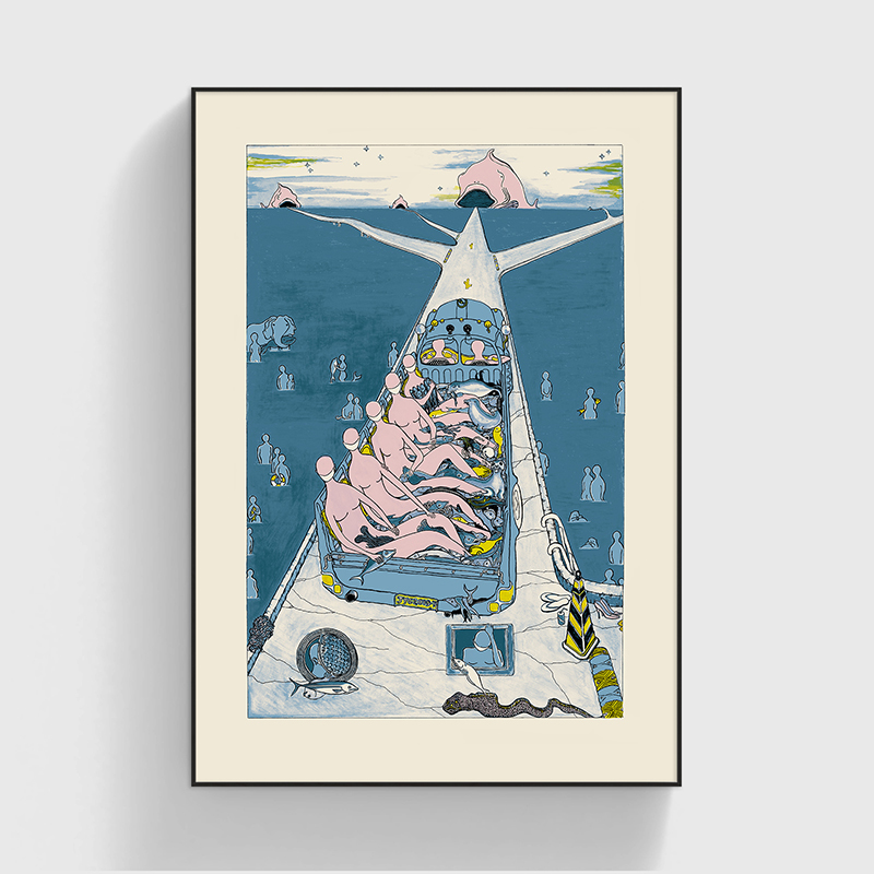 金宇澄〈漁人/粉色pink〉限量親筆簽名 手工版畫