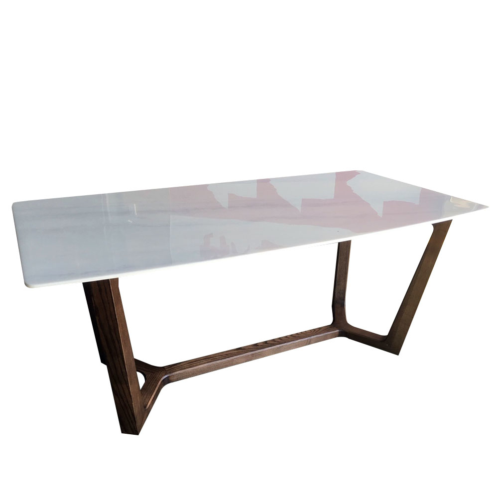 雲南白玉實木天然石西餐桌