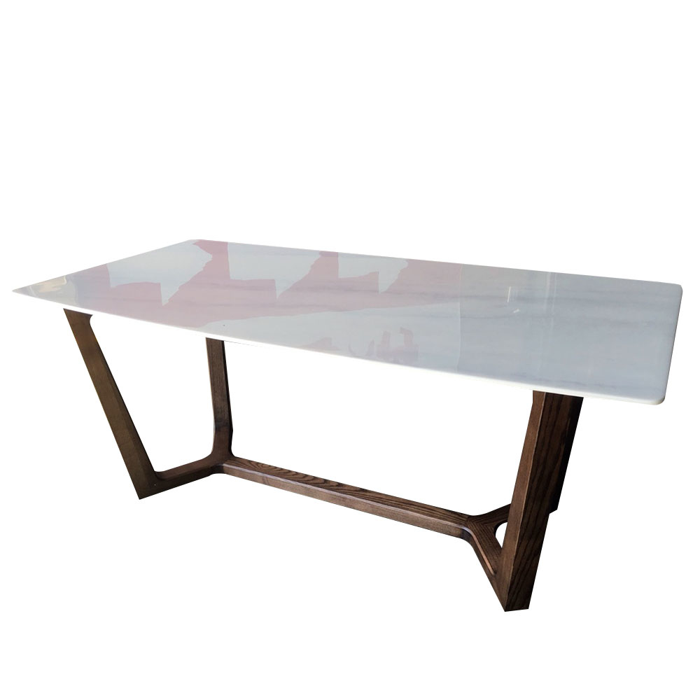 雲南白玉實木天然石西餐桌